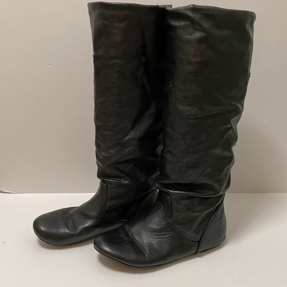 Women's Classic Round Toe Slouchy Booties Casual Slip On Fall Winter Long Boots - Picture 8 of 16